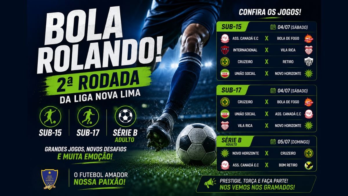 Segunda rodada da Liga Nova Lima começa neste sábado com jogos do Sub-15, Sub-17 e Série B